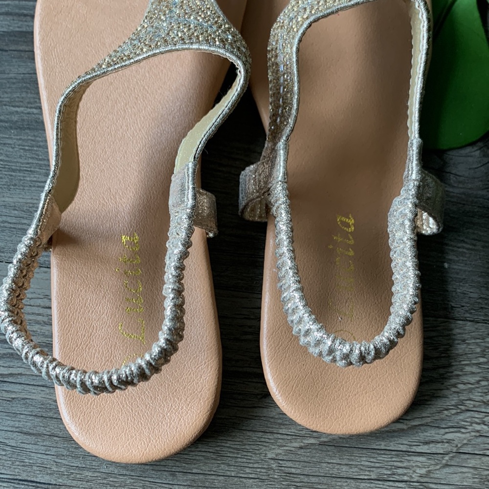 Women’s Gold Rhinestone Sandals - Picture 5 of 6